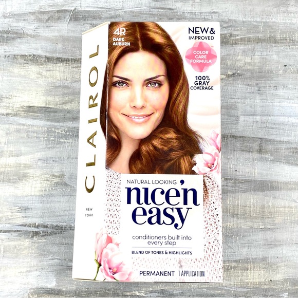 NWT Clairol Nice ‘n Easy 4R Dark Auburn Permanent Hair Color Gray Coverage Box - Picture 2 of 10